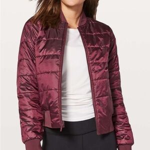 SOLD❤️lululemon athletica Red Bomber Jacket with Quilted Texture